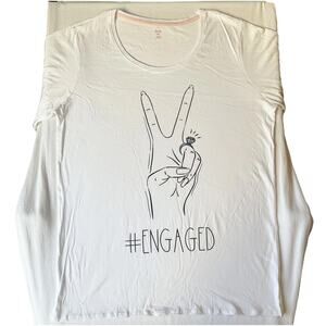 Miss To Mrs Women Shirt 3XL White Graphic Print Pullover Engagement Announcement